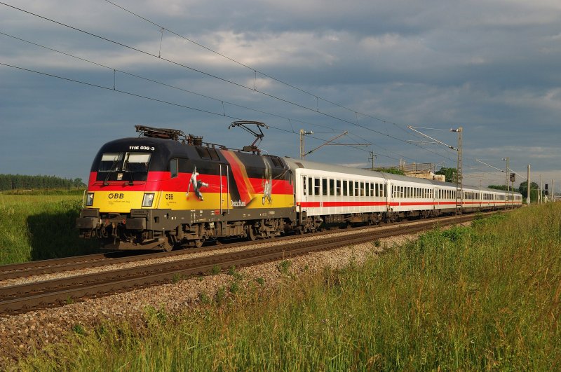 1116 036 (EM - Deutschland) mit IC 2095 vor Haspelmoor