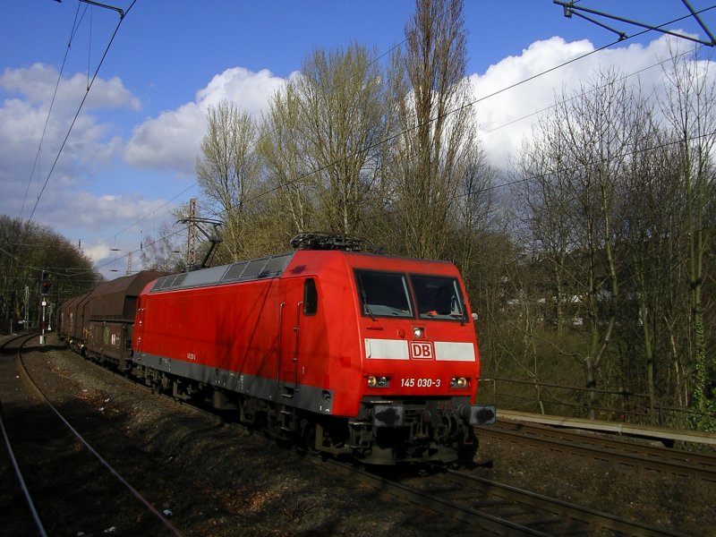 BR 145 030-3 mit Gterzug aus Wanne Eickel .(03.03.2008)