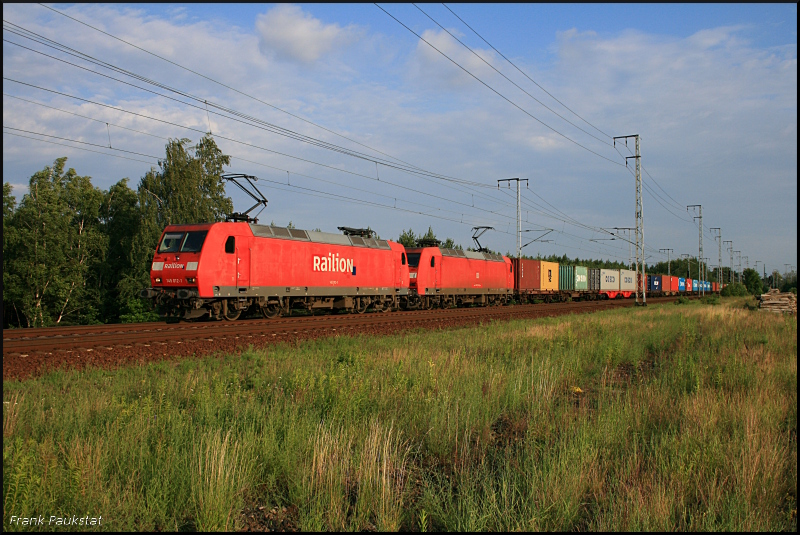 Railion 145012-1 pull in traction with a container train DB