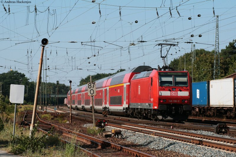 RE 4422 (Hannover Hbf-Norddeich Mole) mit Schublok 146 106-0 in