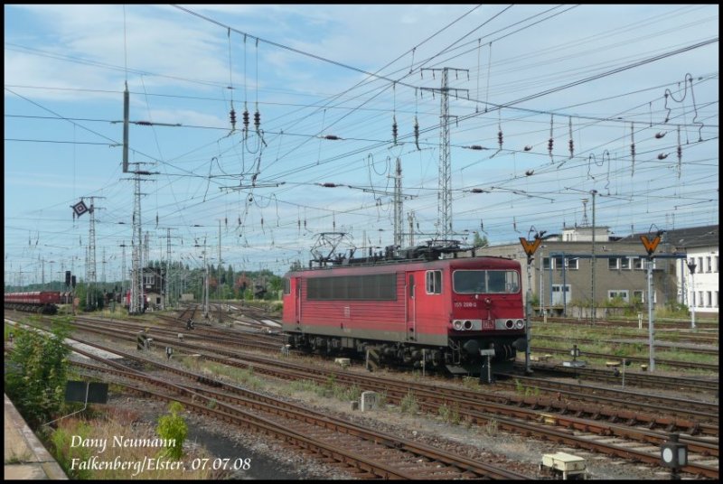 155 208 bei Rangierarbeiten in Falkenberg/Elster. 
