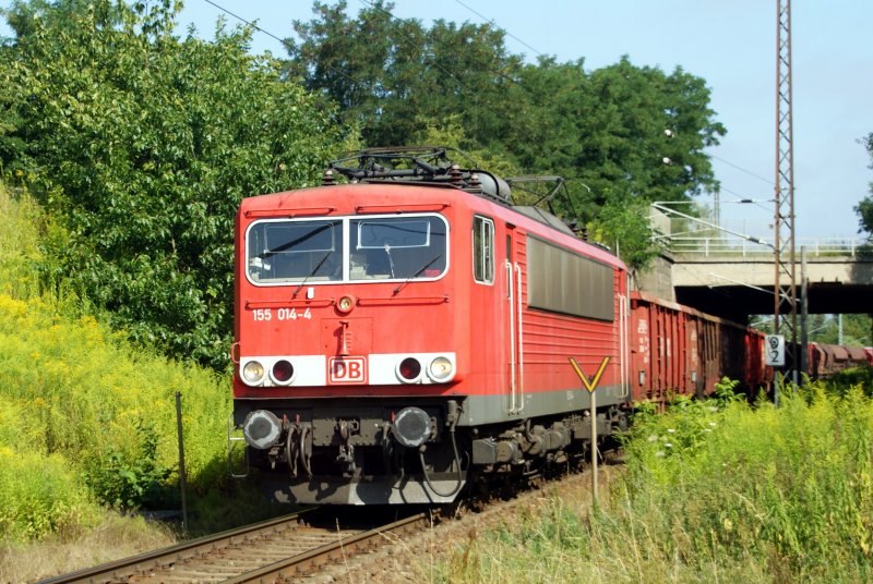 155 014 mit mit gemischten G�terzug kurz vor Bhf. Blankenfelde