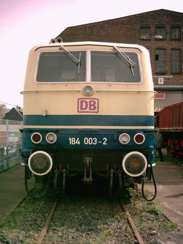 184 003 in Koblenz-Lützeln BW converted former four-system locomotive from