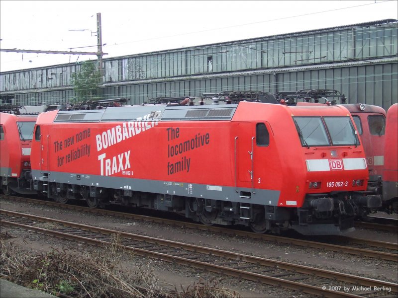 185 002-3 abgestellt in Wanne-Eickel Hbf. 17.9.07 