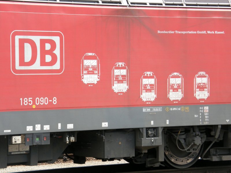BR 185 090 mit Werbung f�r das Bombardier Werk in