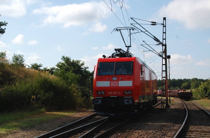 Full House im F�hrerstand von 185 031. Am 12.09.09 f�hrt