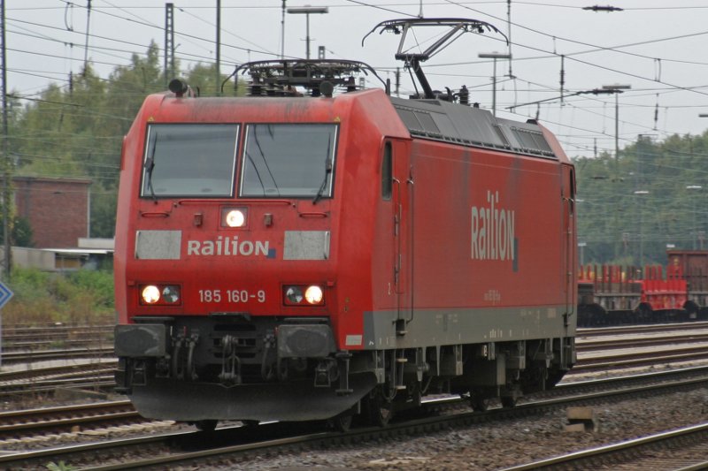 Railion 185 160 by driving on 29.09.2009 Duisburg-Entenfang (automatically translated,