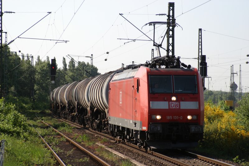 185 131 mit Lichthupe am 16.5.09 in Duisburg-Wedau 