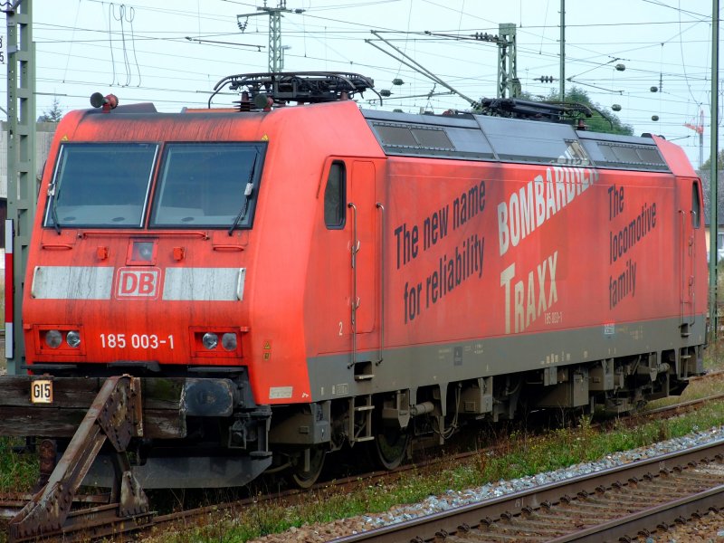 185 003 am 27.09.2007 abgestellt in Plattling. 