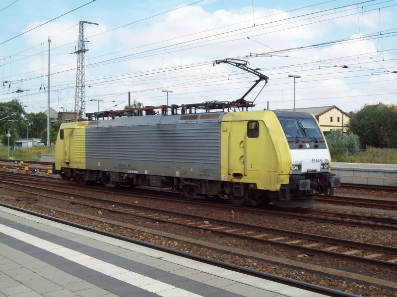 Dispolok ES 64 F4-205 on 06-08-2009 in Angermünde (automatically translated,