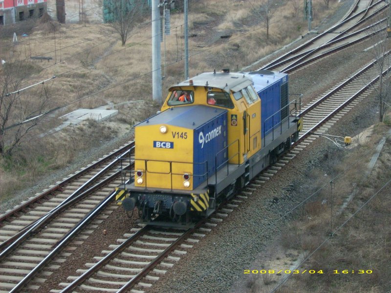V 145 der BCB f�hrt am 04.03.08 aus der Rangiergruppe