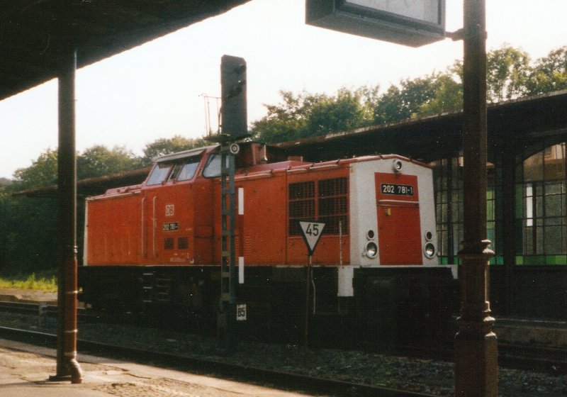 202 781-1 in Annaberg-Buchholz Unterer Bahnhof. (September 2004) 