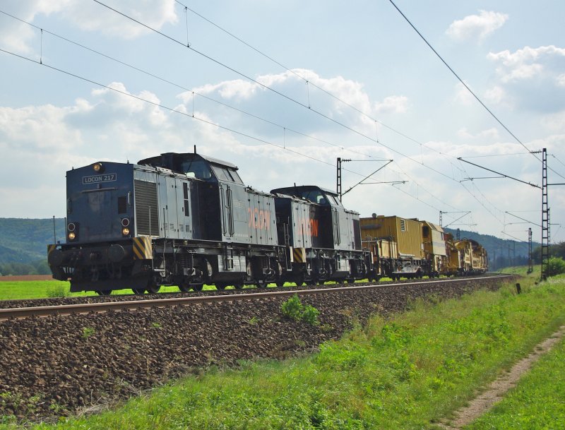 Locon 217 and 218 on their trip with a work