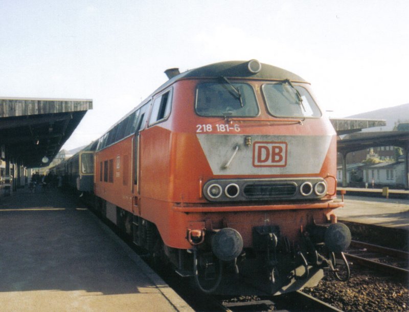 Ankunft in Goslar. 218 181-6 mit RB Bad Harzburg-Hannover im