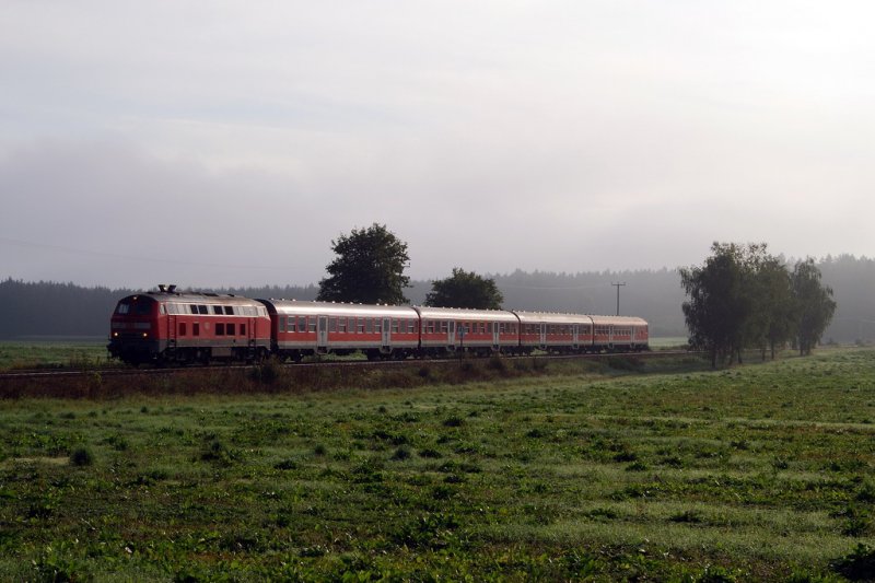 218 445 mit RE 32672 bei Schwabhausen (18.08.2007) 