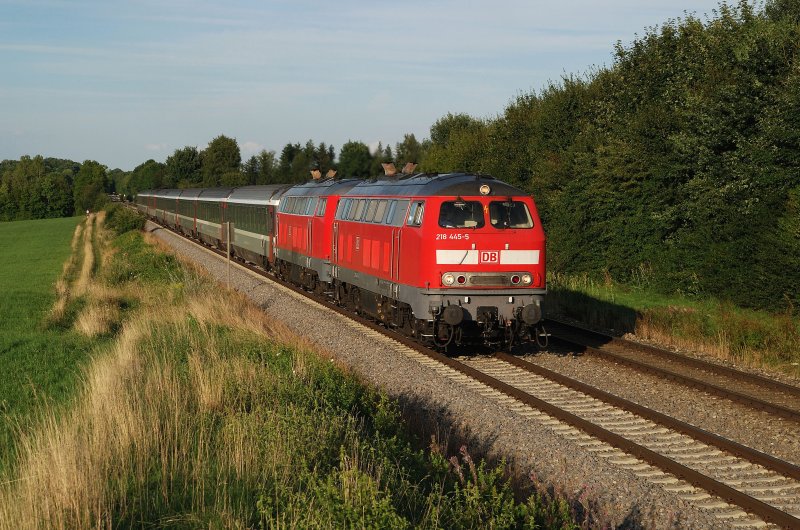 218 445 xxx and 218 with EC 190 at Epfenhausen