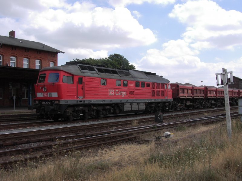 Hier steht an einem sch�nen 03.08.06 BR 232 203-0 mit