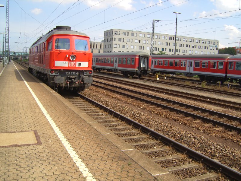 BR 233232-8 at a crossing LZ Düchs the Regensburg Central