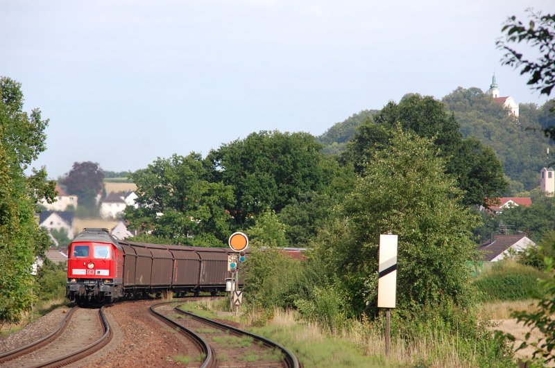 233 510 am 22.07.2009 mit G�terzug bei Sulzbach-Rosenberg 
