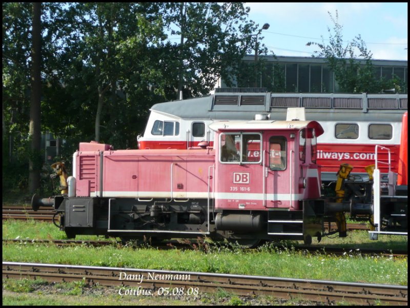 335 161 im AW Cottbus. Aufnahmedatum: 05.08.08 