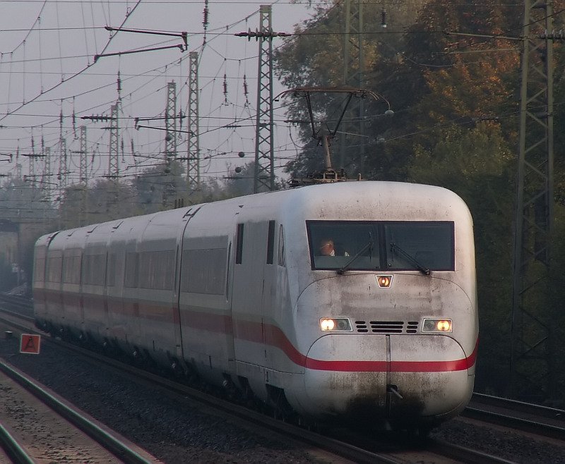 This ICE races through the station Angermund towards Dusseldorf. A