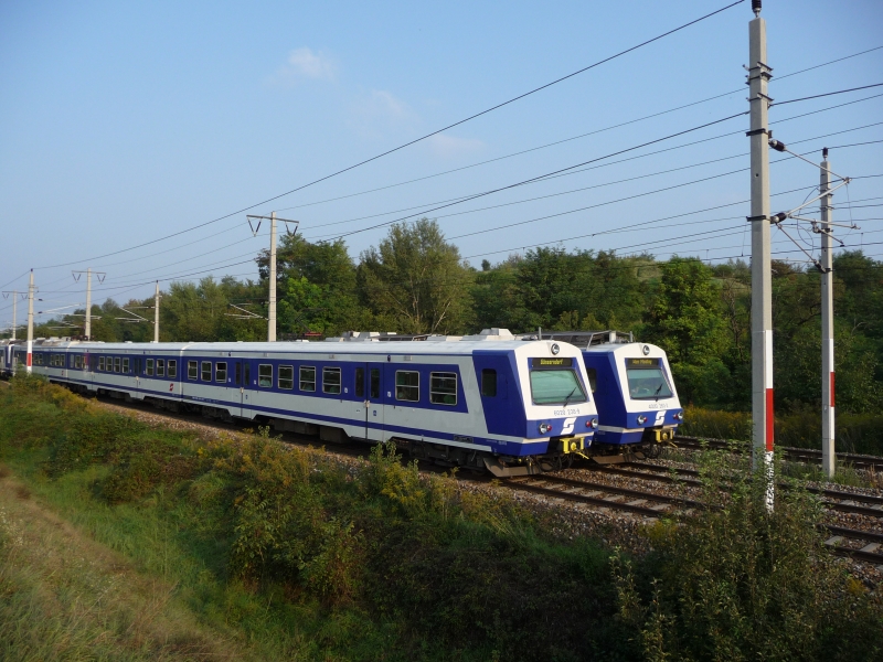 Die Garnitur 4020 238-4 und 4020 263-2 treffen zwischen S�ssenbrunn
