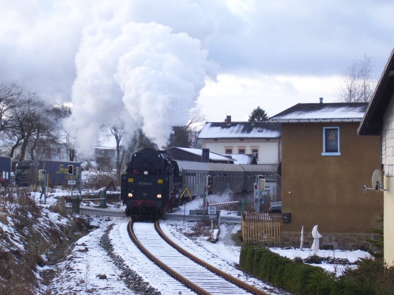 50 3648 f�hrt am 20.10.08 aus dem Bahnhof Scheibenberg Richtung