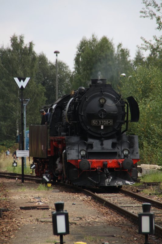 50 3708-0 rangiert am 22.08.09 im SEM-Chemnitz-Hilbersdorf. 