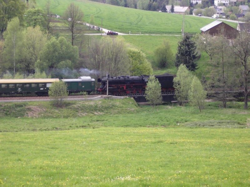 Lok 50 3648 crosses the bridge between Zwönitz Burkhardtsdorf and