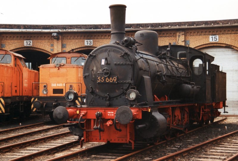 55 669 im Bw Leipzig-West bei einer Sonderfahrt mit der