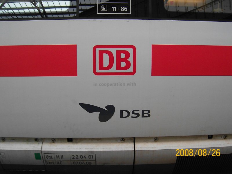 "DB in cooperation with DSB" logo as a page at