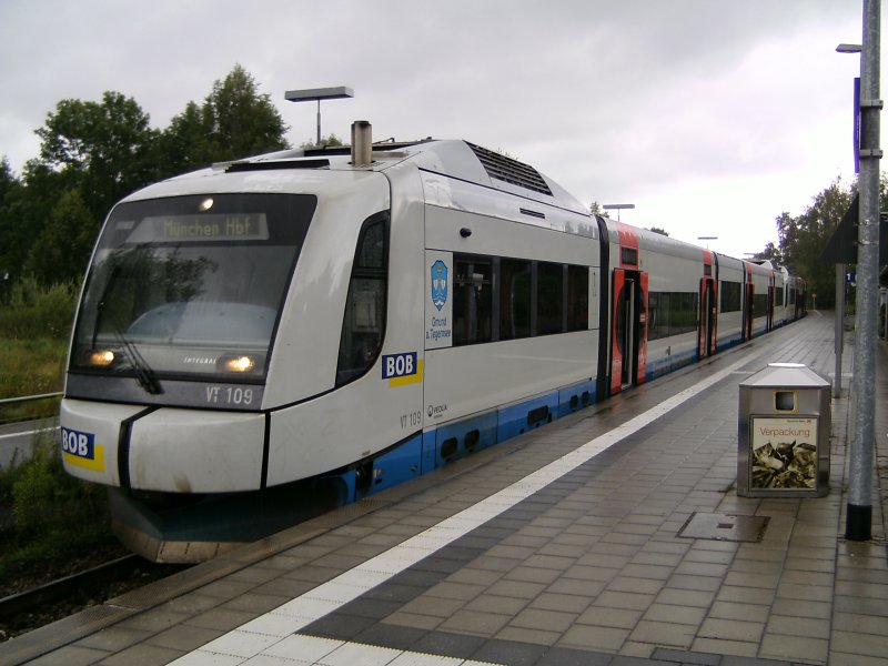 VT109 "Gmund am Tegernsee" in Lenggries. This train then on