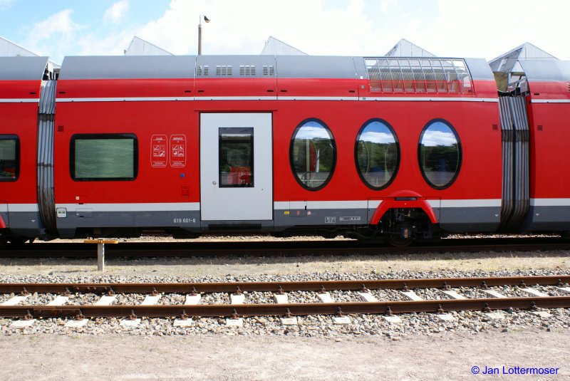 30.08.2008. Detailaufnahme von Br 618 001-2 auf dem Gel�nde SFW