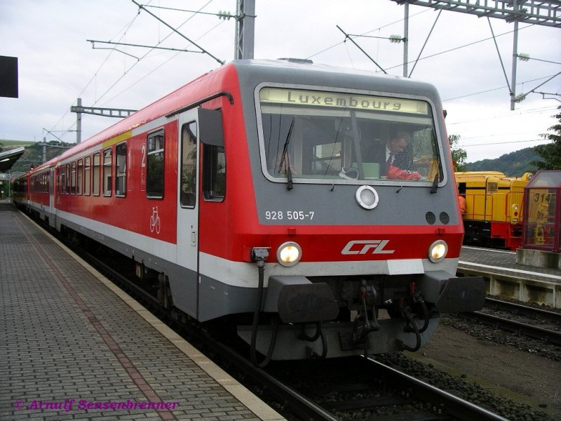 A Luxembourg (CFL power cars 628/928 505) road in Luxembourg