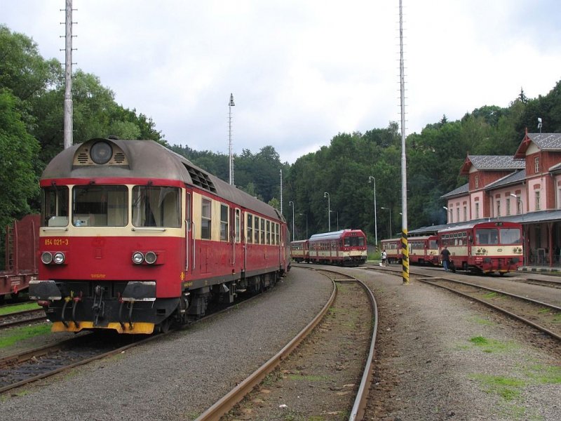 “Sonntagsruhe” am 12-7-2009 auf Bahnhof Tanvald mit Z�ge nach Praha