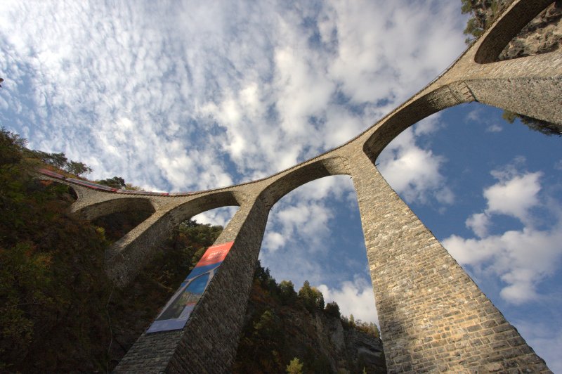 LAND WATER Viaduct Filisur: View from below shows beautifully the