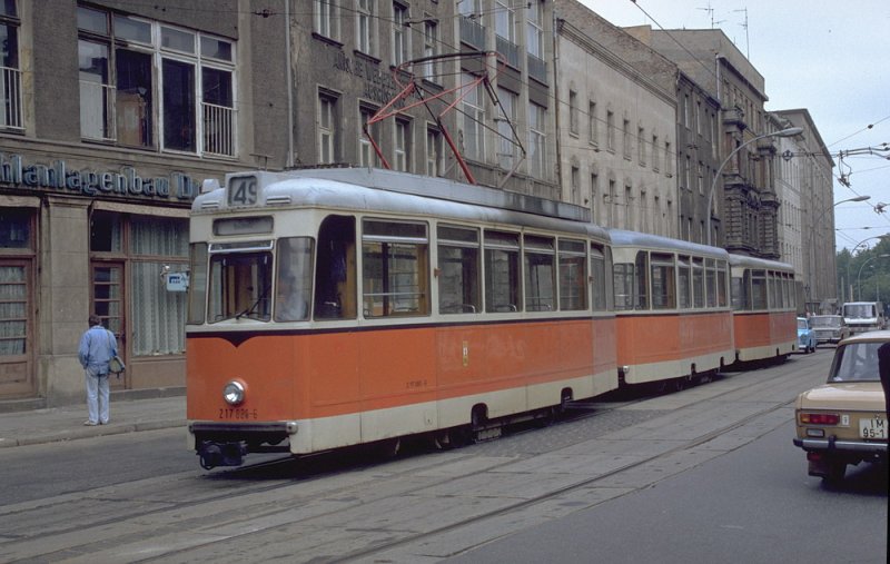 BVB 1990.Reko Strassenbahnzug nähe Hackescher Markt(Archiv P.Walter)