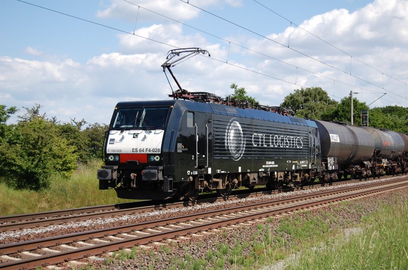E189 928 CTL Logistik am 05.06.2009 kurz vor �berquerung des