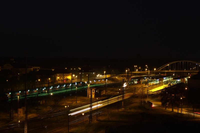 Blick auf den Dessau Hbf und sein s�dliches Gleisvorfeld bei