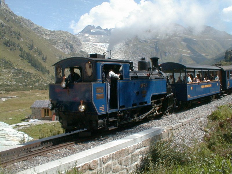 Furka, Switzerland: DFB steam train locomotive No.1 at 15:08:00 just