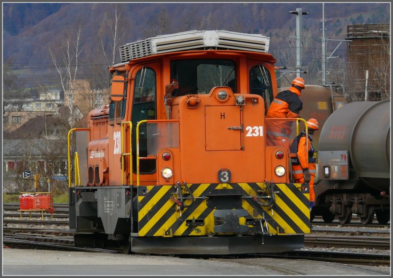 Gm 3/3 231 w�hrend des rangierens in der Umladeanlage in