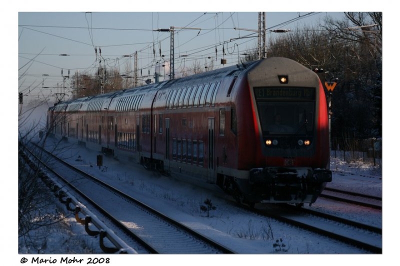 RE1 on the trip to Brandenburg Hbf in height deer