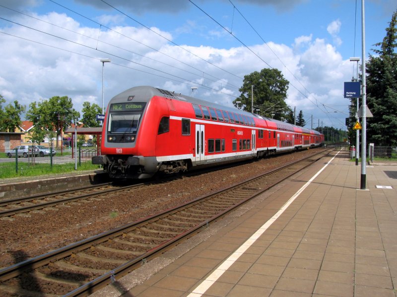 RE 2 from Berlin Zoo to Cottbus. By Bestensee at