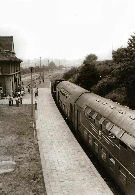 Double deck in Erfurt-West, around 1986. Special transport for Fluhschau