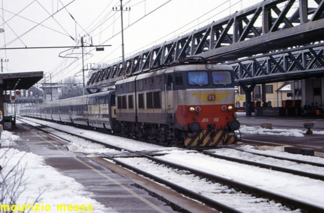 FS E656-418 mit RENFE Talgo - Milano Rogoredo - 04.01.1997