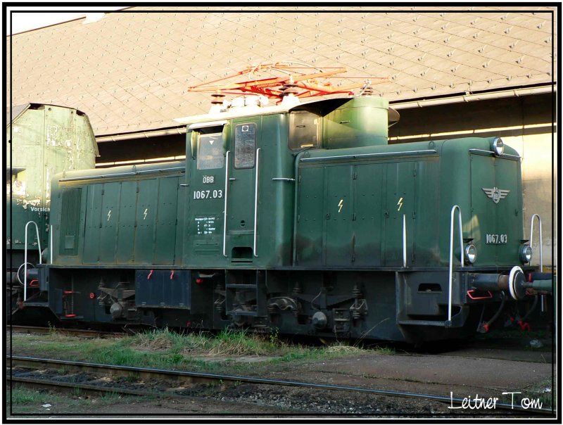 E-Lok 1067.03 abgestellt im Eisenbahnmuseum Knittelfeld 28.02.2007