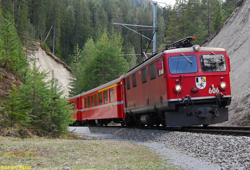 Rhb Ge4/4 606 - Wiesen c/o - 02.05.2008 