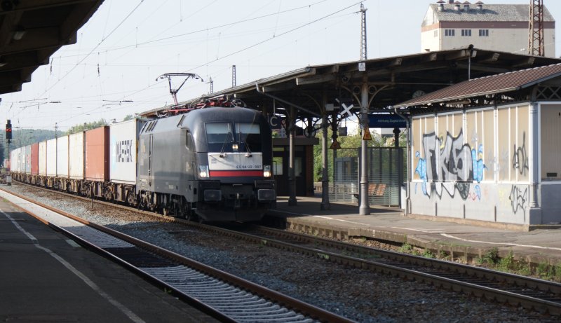 ES 64 U2-097 was driving with a container train through