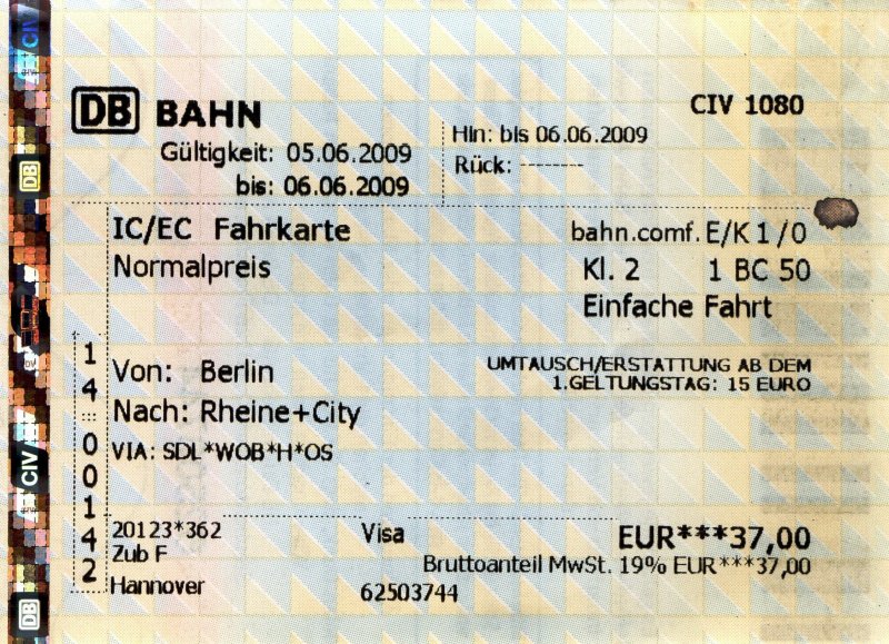 Berlin, 05.06.2009, im IC 142 von Berlin Ostbahnhof nach Schiphol