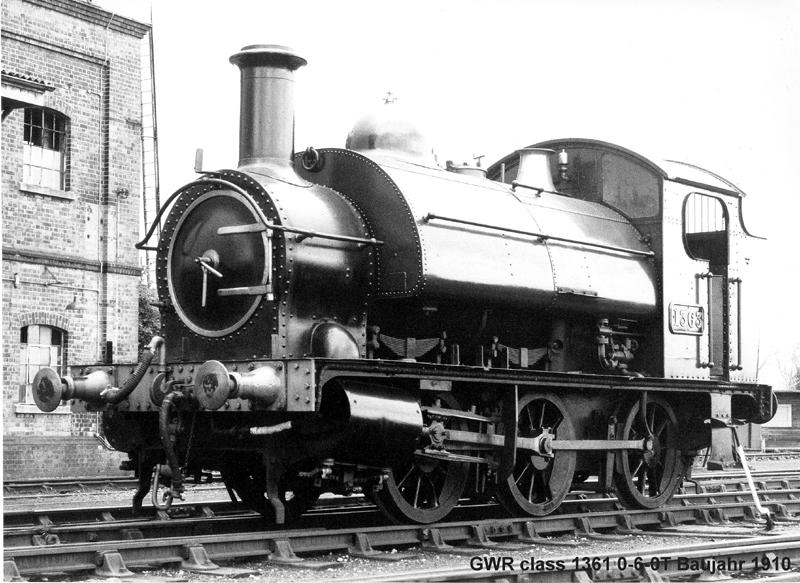 GWR Rangierlok class 1361 0-6-0 Baujahr 1910.
Eingestellt bei dem Dicot